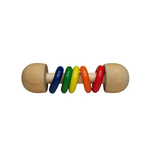 Sonajero de madera con anillas de colores - Imatge 2