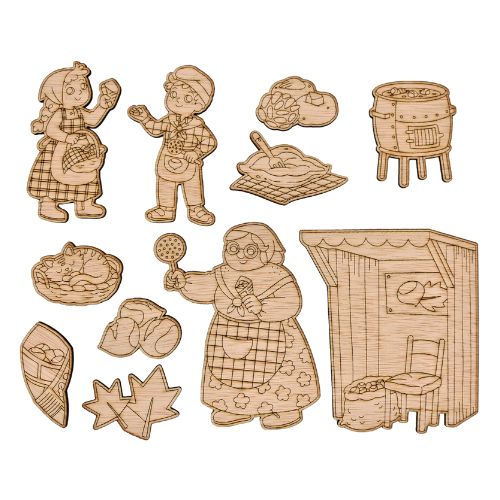 Figuras de madera de la Castañada para colorear